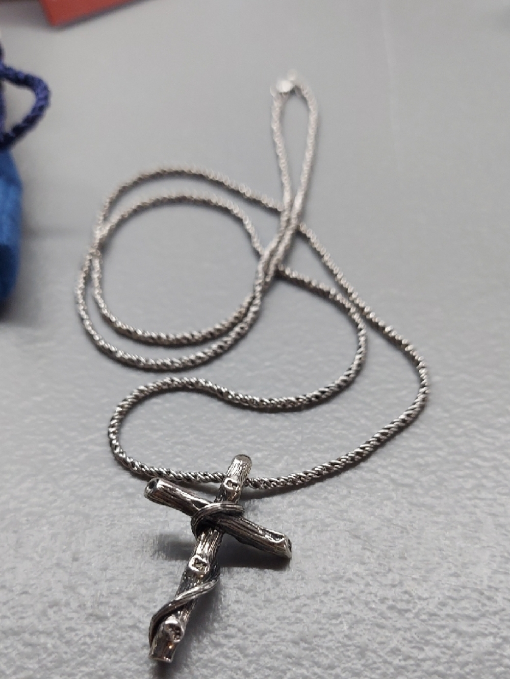 Mignon Faget Silver Twisted Cross Pendant Necklace - Picture 3 of 4